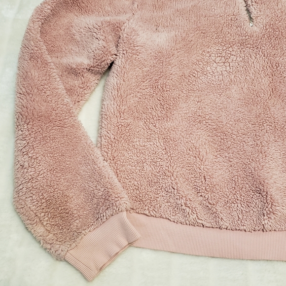 Topshop Pink Fuzzy Teddy 1/4 Zip Sweater - Picture 6 of 16